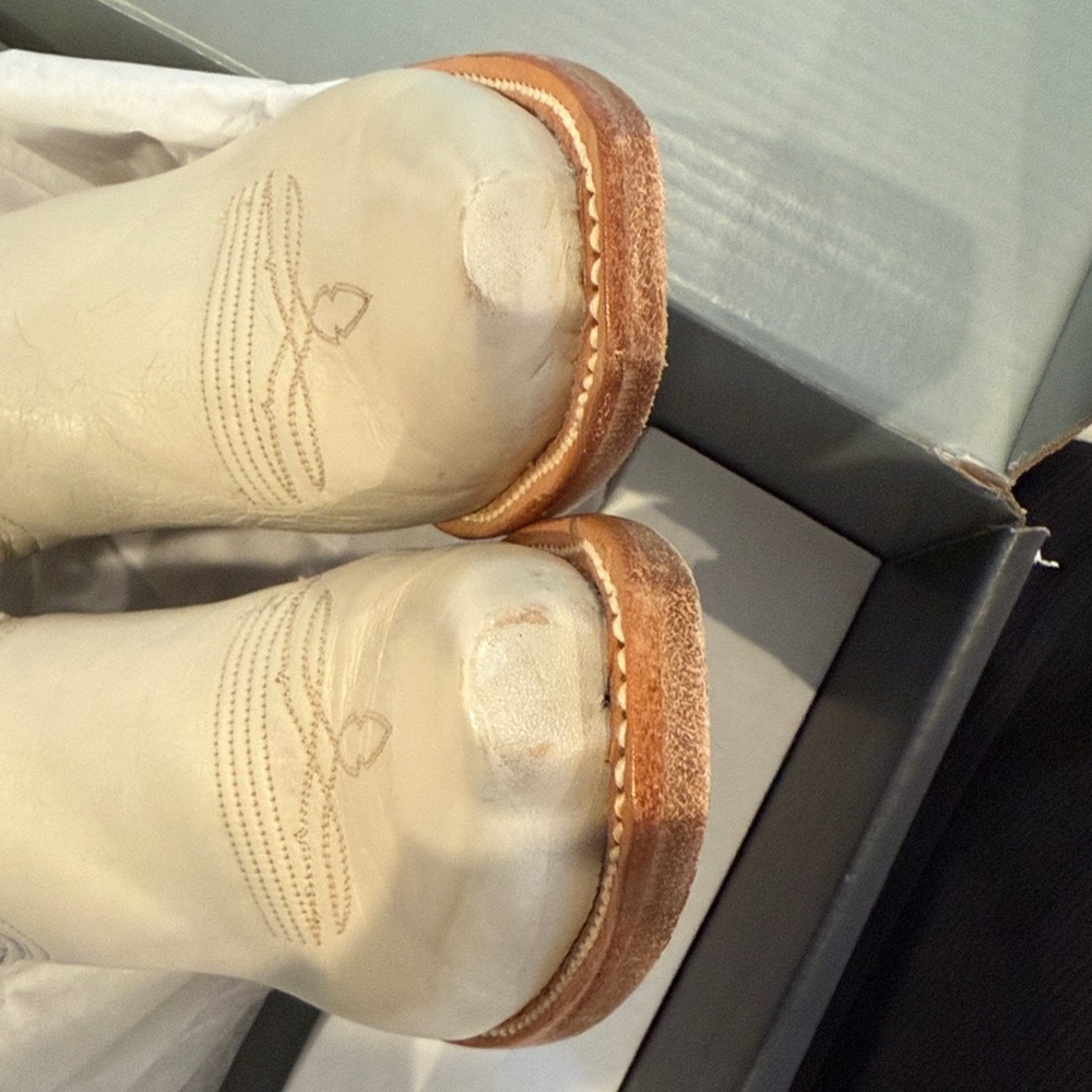 Lucchese Gaby Cream Western Ankle Boots - Picture 10 of 10